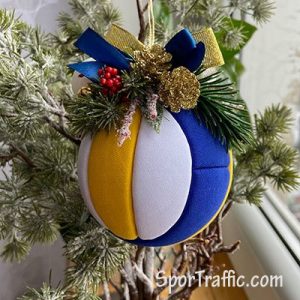 Yellow White and Blue Volley Ball ornament