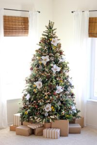 Classic Christmas Tree With Beach Summer ornaments