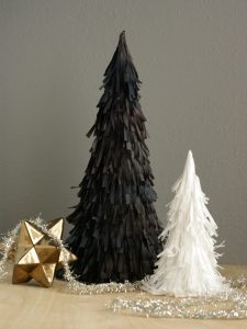 Papier-Mache Black and White Christmas Tree
