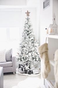 Monochrome Christmas tree decorating