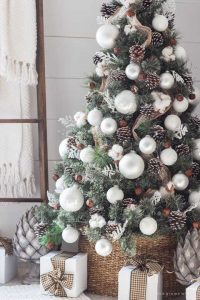 Pinecones and a Pine rustic christmas tree