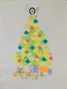 Sticky Notes on the wall as a Christmas Tree Alternative
