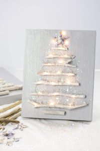 Driftwood White Christmas Tree on Canvas